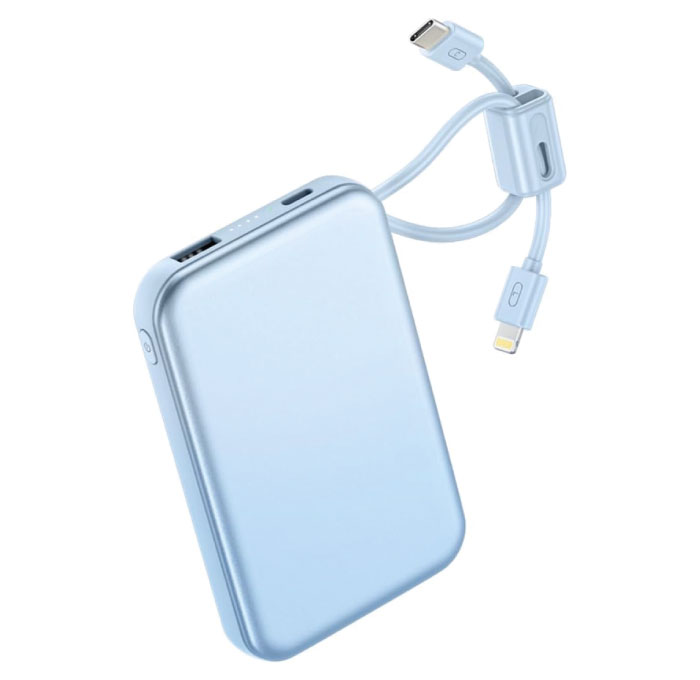 batería Externa portátil de 10000 mAh con Cables Integrados USB-C y Lightning