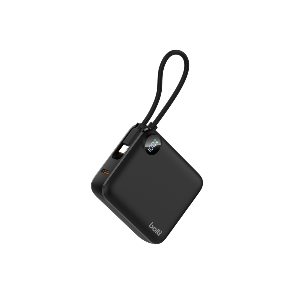 Batería Externa con Cable extracompacta 10.000 mAh (negro)