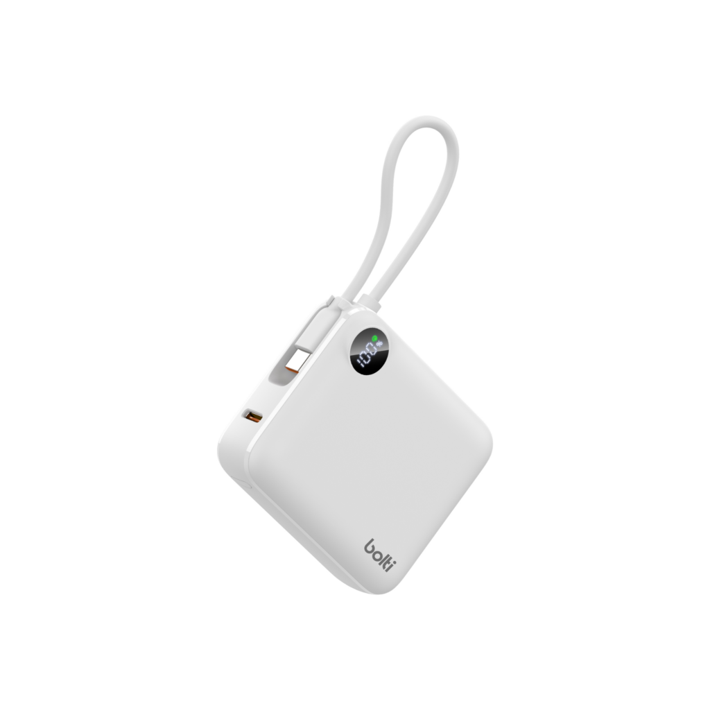 Batería Externa con Cable extracompacta 10.000 mAh (blanco)