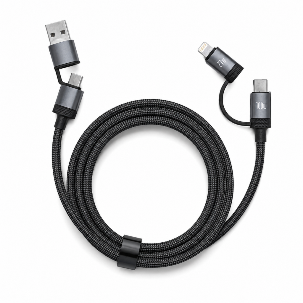 Cable reforzado 4 en 1 (1,2 m.) USB+lightning+USB-C